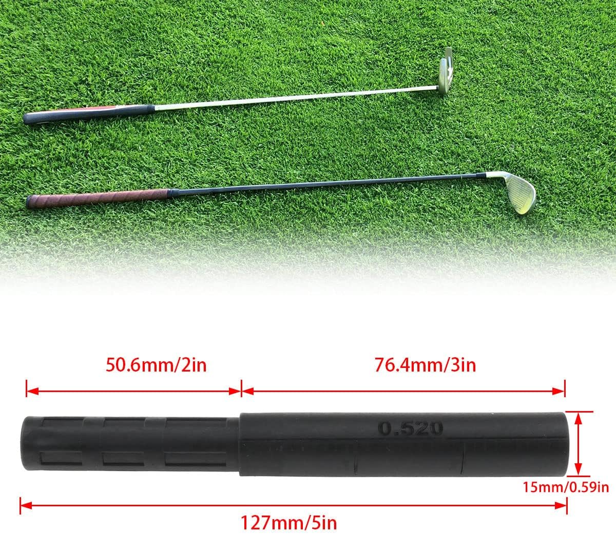 AYLIFU 0.520" - 0.595" Golf Club Extender Club Shaft Extension for Extension of Iron Wood Putter（2PCS）