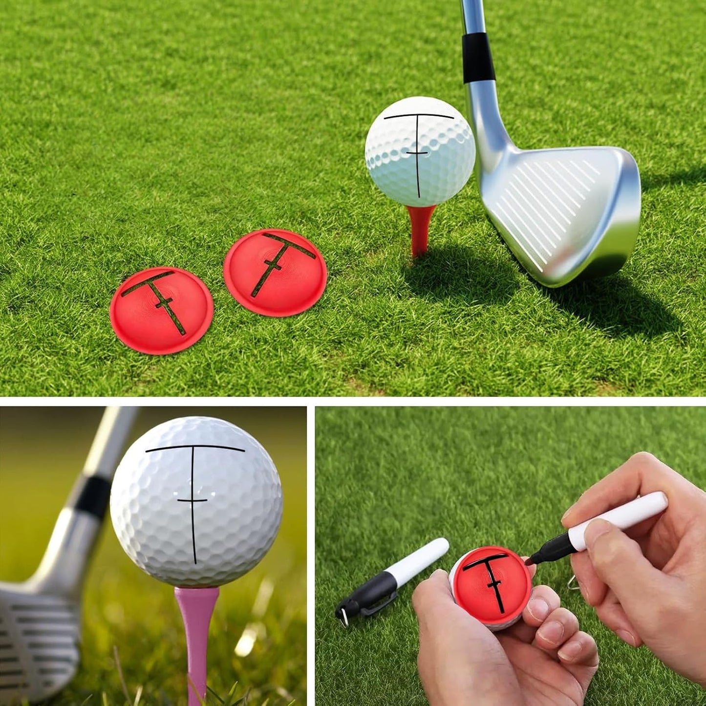 3-Pack Golf Ball Liner - Golf Ball Line Drawing Marker Golf Ball Marking Tool, Easy Ball Marking Stencil for Accurate Putter Face & Target Line, Golf Ball Line Drawing Marker for Players