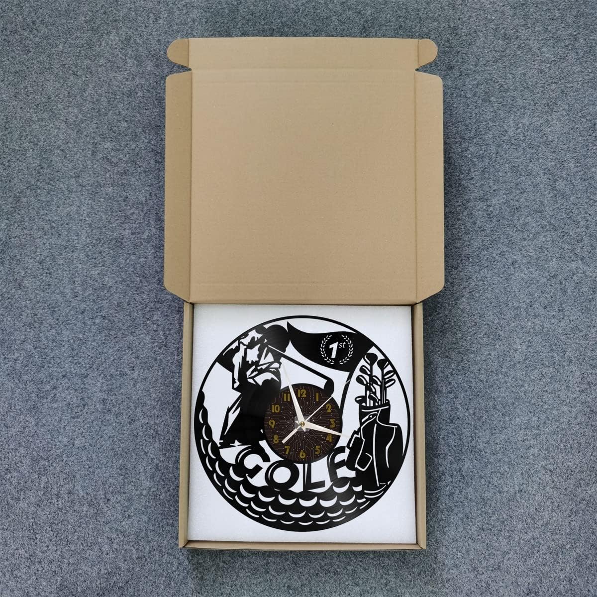 Generic Golf Decoration Vinyl Wall Clock, Vinyl Record Clock Wall Art Silent & Non-Ticking(12 inchs C-LED), Brown