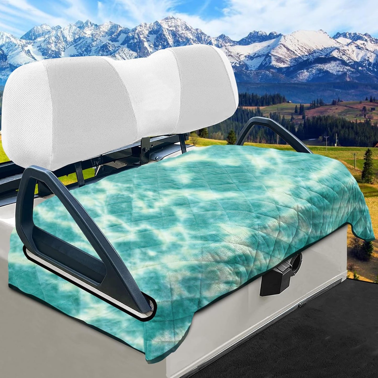 YOKYHOM Golf Cart Seat Covers, Golf Cart Seat Blanket, Bright and Unique Colors, Soft and Comfortable, Suitable for EZGO, Yamaha, Club Car and Other Two-Seat Golf Carts, 51" x 30", Blue Green