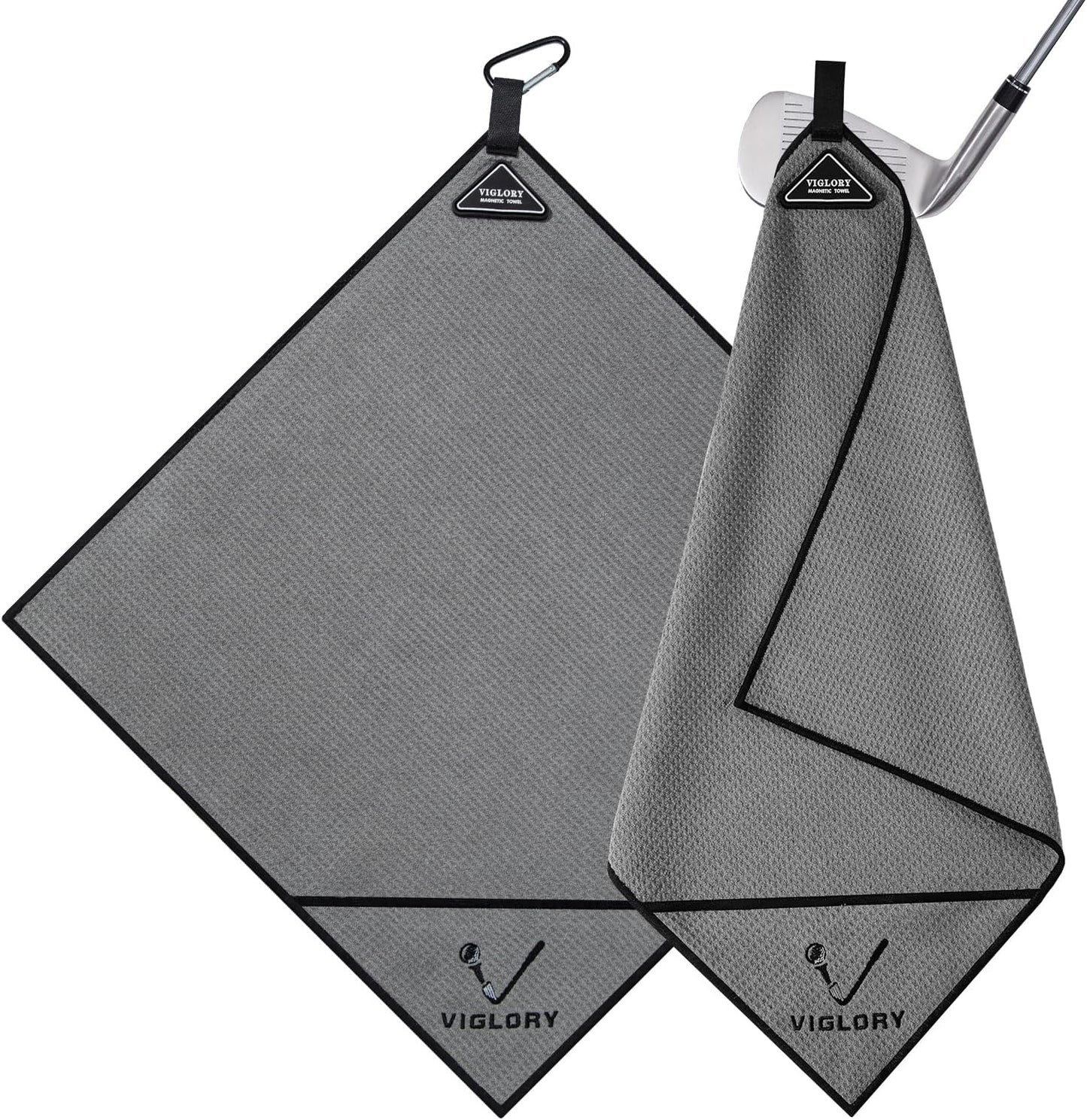 Magnetic Golf Towel for Bag 18" x 18" with Clip Exclusive Cleaning Pocket Microfiber Waffle Ultra Absorbent Club Ball Cleaner Essential Golf Accessories and Gifts for Men Women(Gray 1 Pack)
