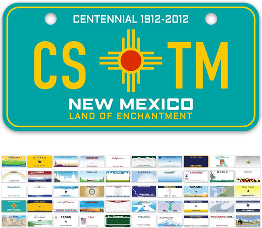 Mini License Plates, Personalized License Plates, Custom for Car, Bikes, ATV, Kids Car, Golf Cart, Jeep, 2x4 Inch, Rust-Free Fade Resistant Aluminum, USA Made by My Sign Center (New Mexico)
