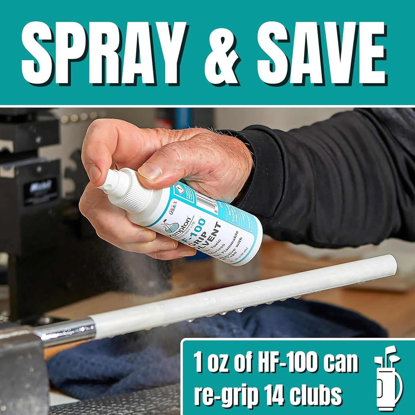 Brampton Basic Golf Grip Kit for Golf Club Regripping - 15 Premium 2"x10" Golf Grip Tape Strips, & 4 oz HF-100 Non-Toxic, Non-Flammable, Odorless Golf Club Grip Solvent