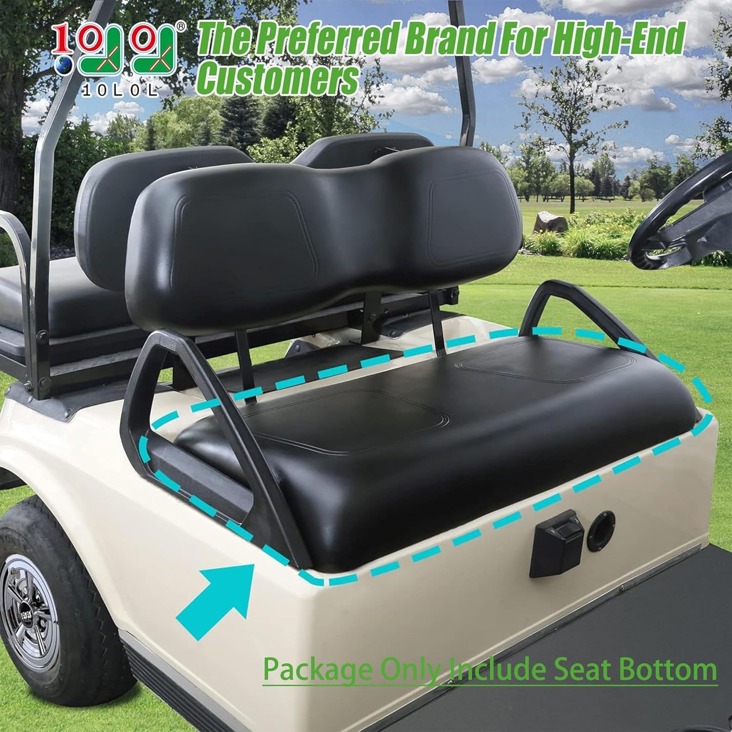 10L0L Front Seat Bottom & Backrest Assembly for Club Car DS 2000.5-up Golf Cart, Factory Style Replacement Cushions