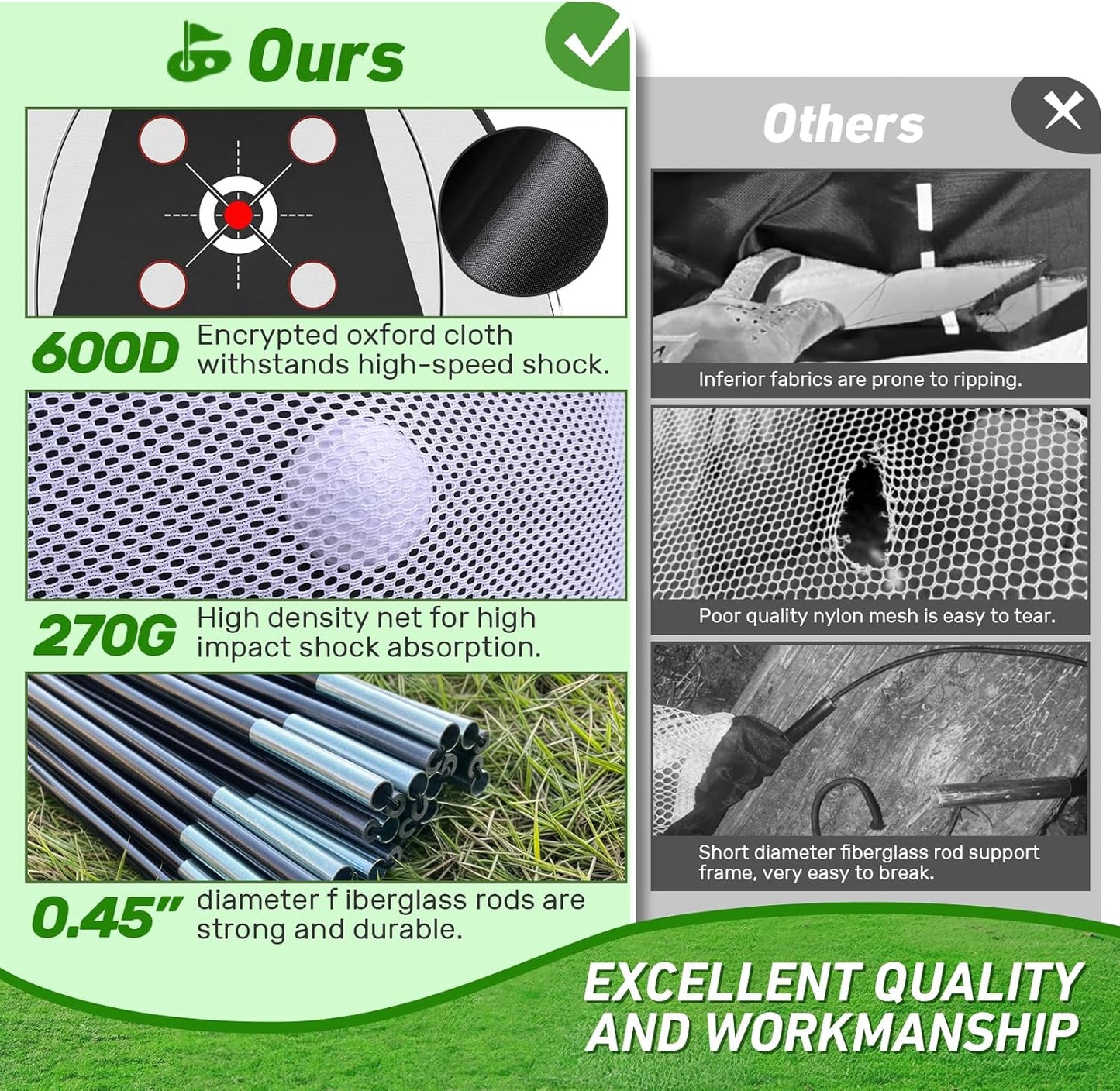 Golf Net, 10x7FT with Golf Practice Mat, Hitting Aid Nets for Backyard Driving Chipping Training Swing with Targets Outdoor or Indoor– Gifts for Men/Dad/Him