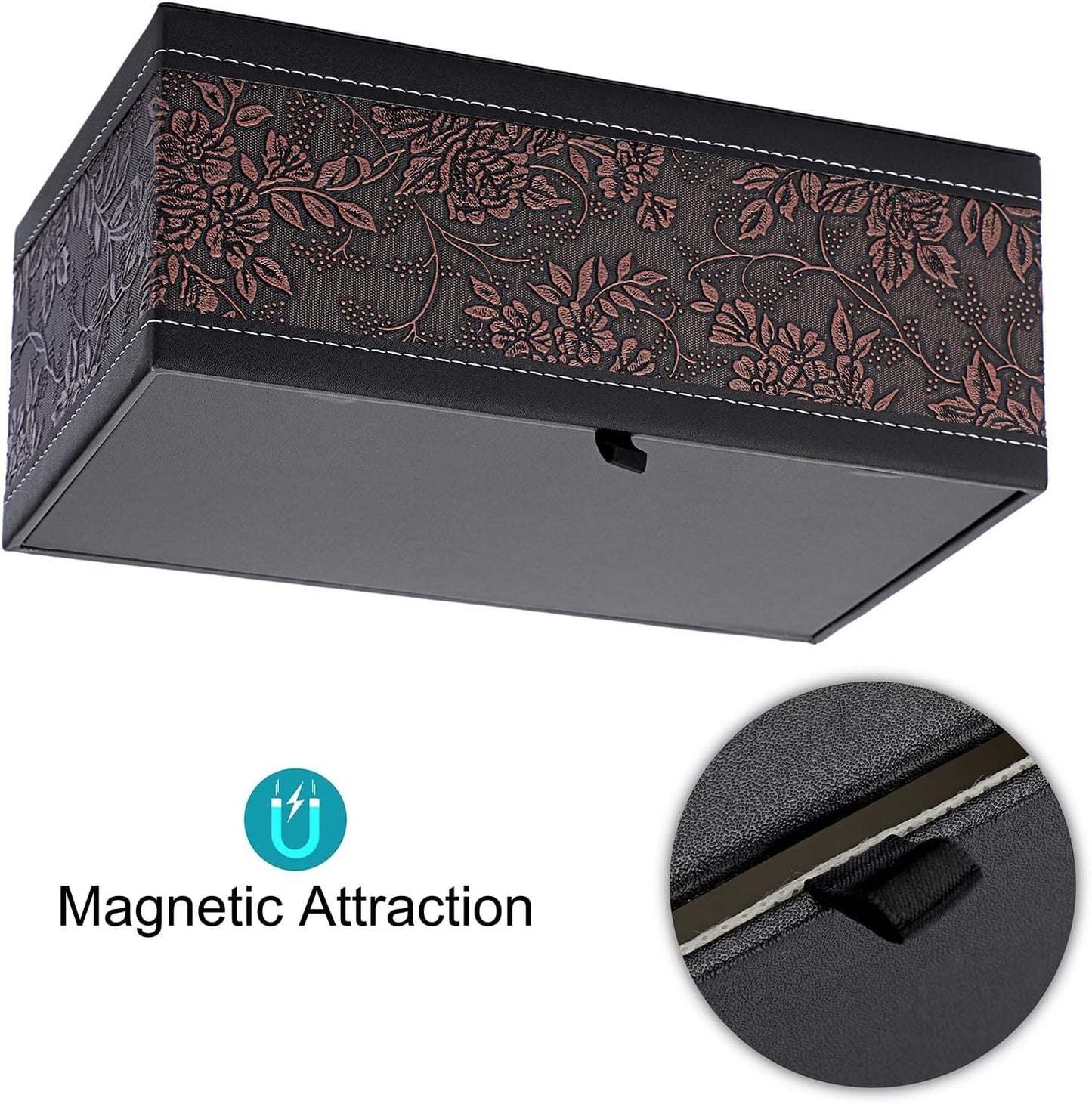 Sumnacon Tissue Box Cover Rectangule Leather Tissue Box with Magnetic Bottom,Stylish PU Tissue Box Holder for Bathroom Toilet Bedroom Living Room Desk Table Office Car