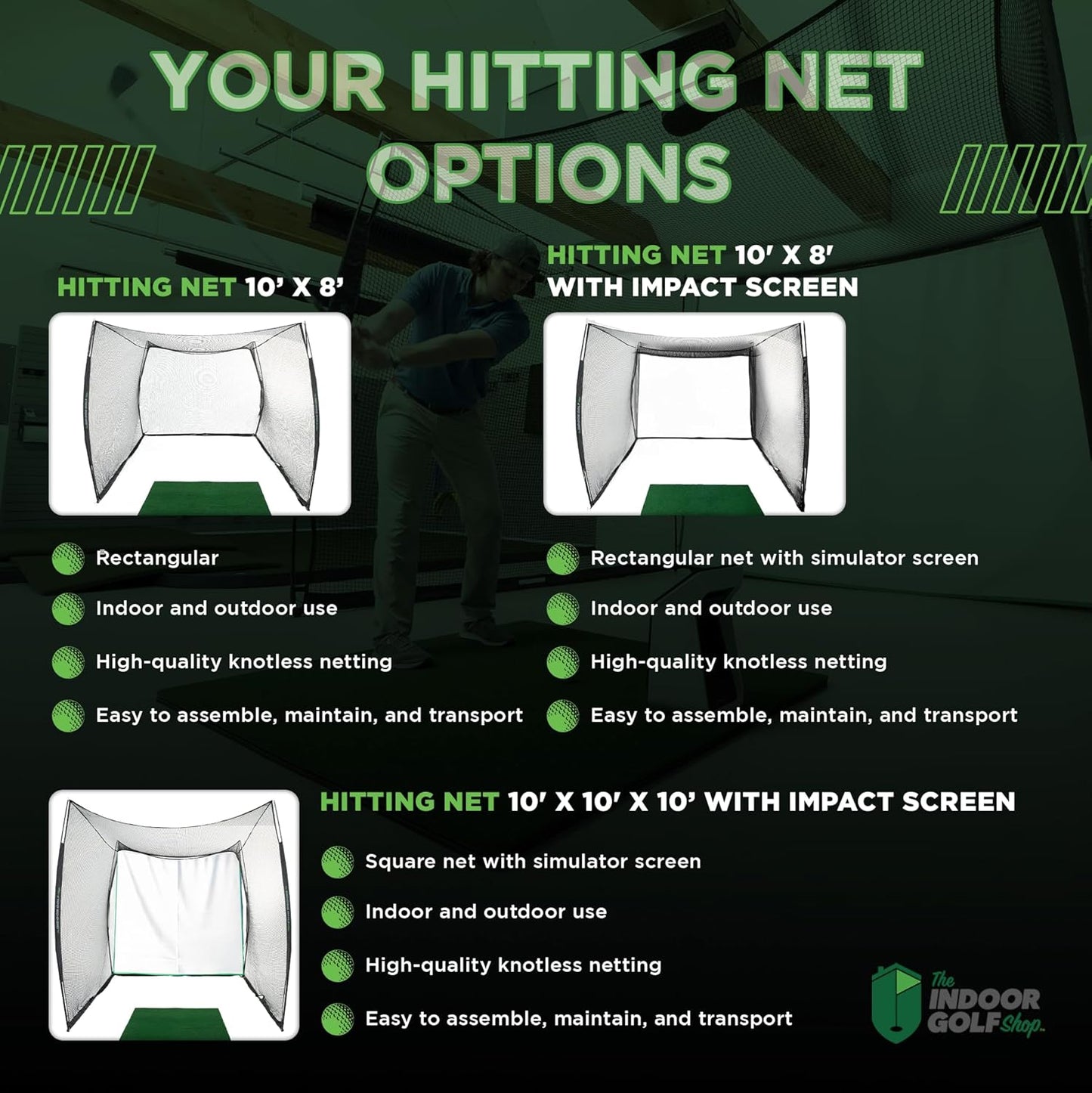 Hitting Net with Target Knotless Golf Net for Indoor and Outdoor Practice - Arrives Ready to Assemble and Use