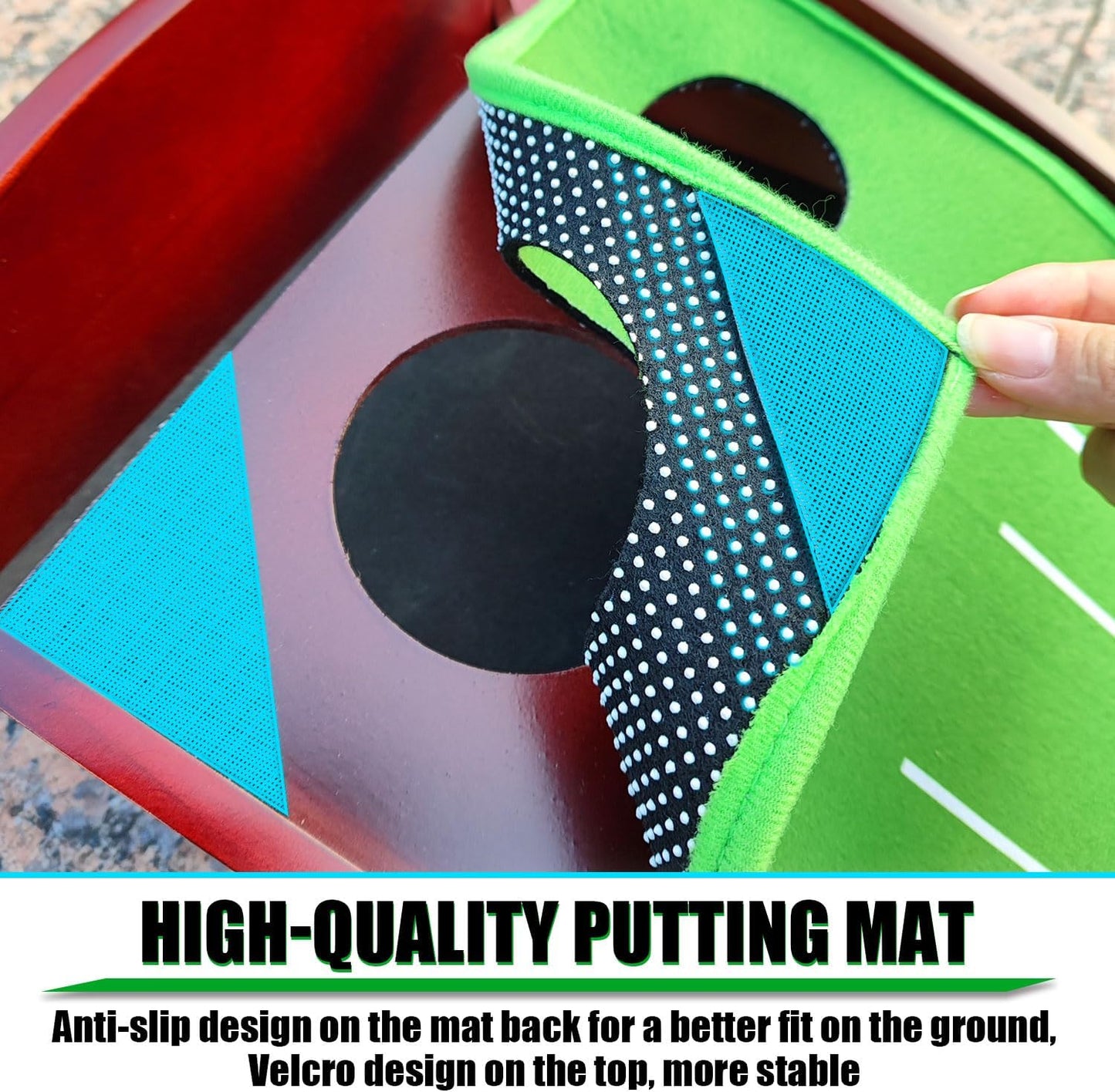 Putting Mat - Indoor Green With Auto Ball Return and 3 Balls for Golf Games & Practicing at Home, Office, Backyard, Great Gift for Families and Friends