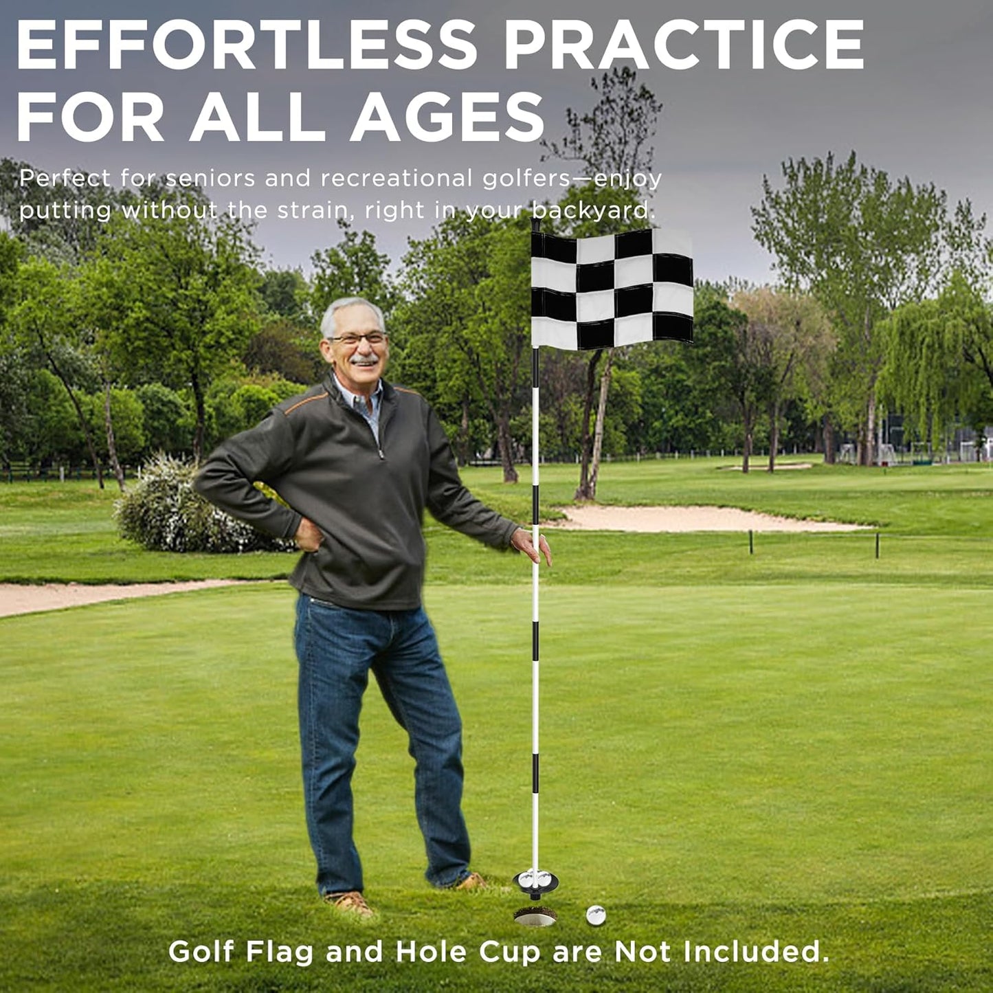 KINGTOP Golf Flagstick - Portable Design, Practice Putting Green Flag Stick for Yard, Club - Golf Pole Pin Flagpole, 3FT or 6FT Heights Available