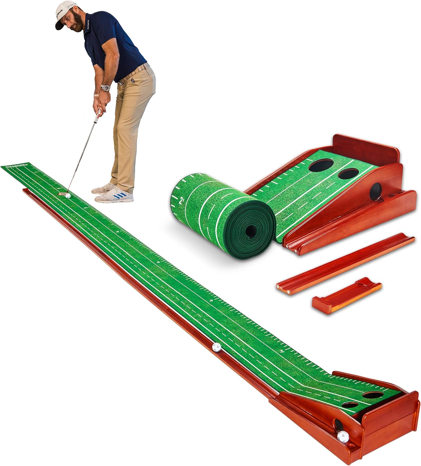 Perfect Practice Golf Putting Mat - Portable Putting Green, Indoor & Outdoor Practice, with Ball Return - Golf Training Aid for Home, Office, Backyard - Golfing Gifts for Men