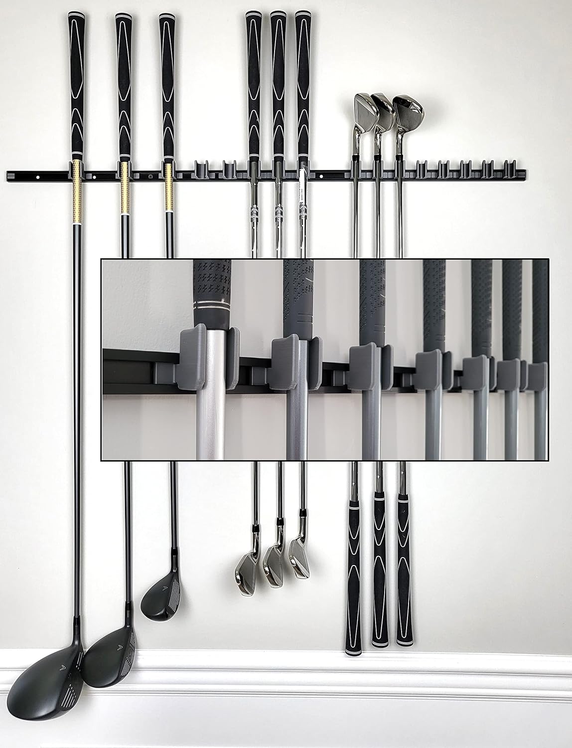 [JINTECH] Golf Club Holder, Wall Display, Wall Hanger, Rack, Mount, Organizer, Hold 16 Clubs on 36" Aluminum Rack (All Grip up)