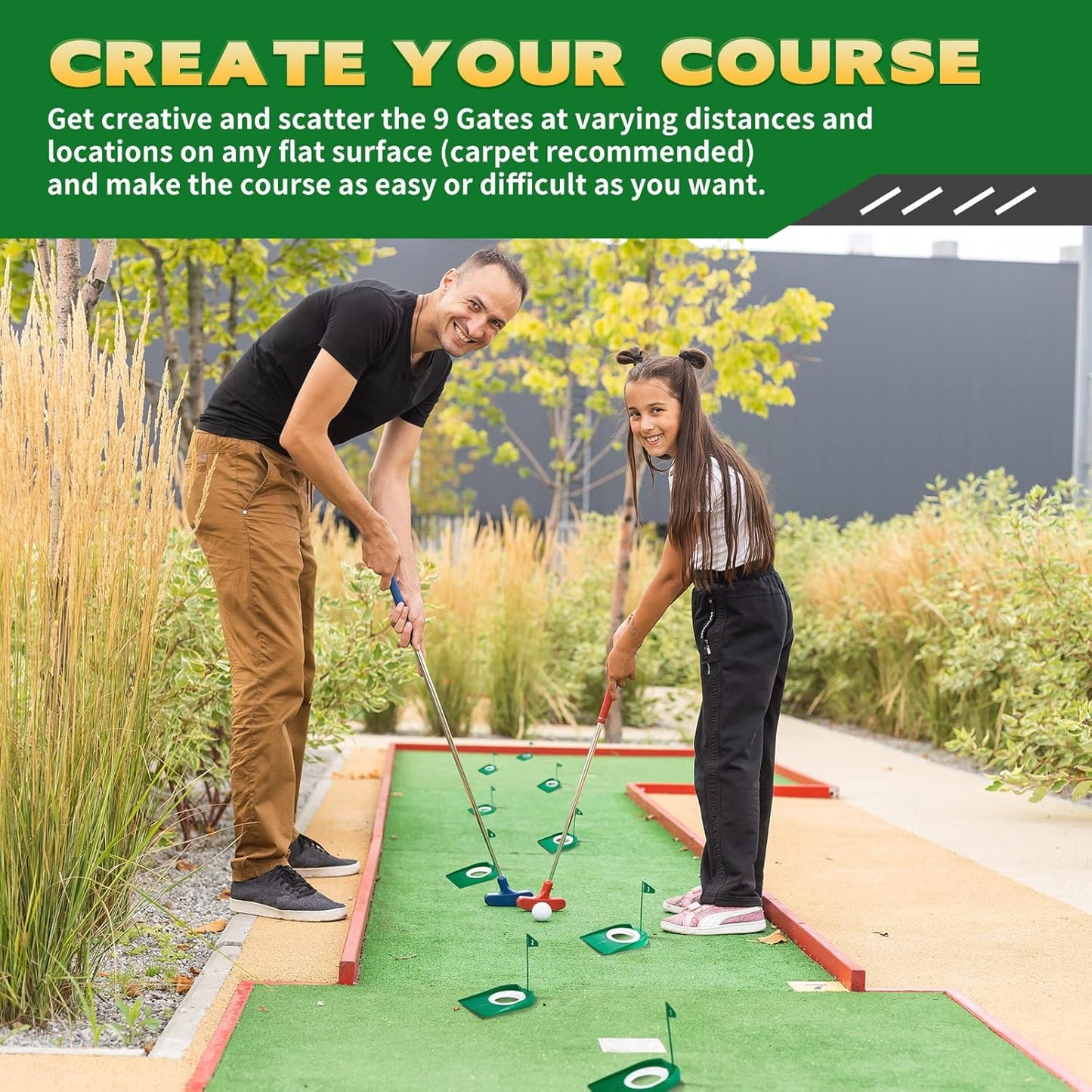 Sotiff 9 Pack Golf Putting Cup and Flag Plastic Golf Hole Training Aids Training Putters for Indoor Outdoor Men Women Office Backyard Garage Accessories