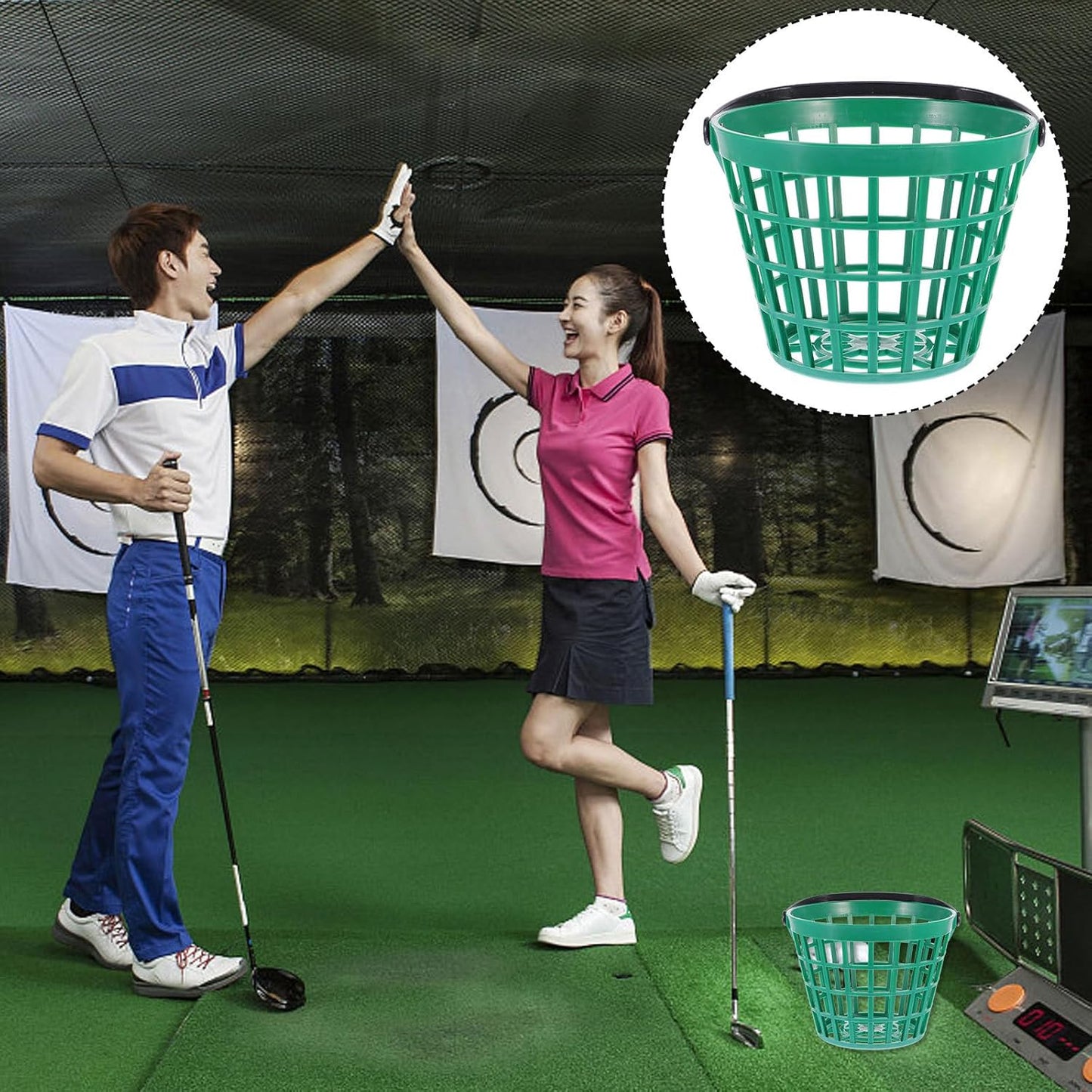 BESPORTBLE Plastic Golf Ball Basket Golf Ball Container with Handle Wire Ball Container for 25 Balls Outdoor