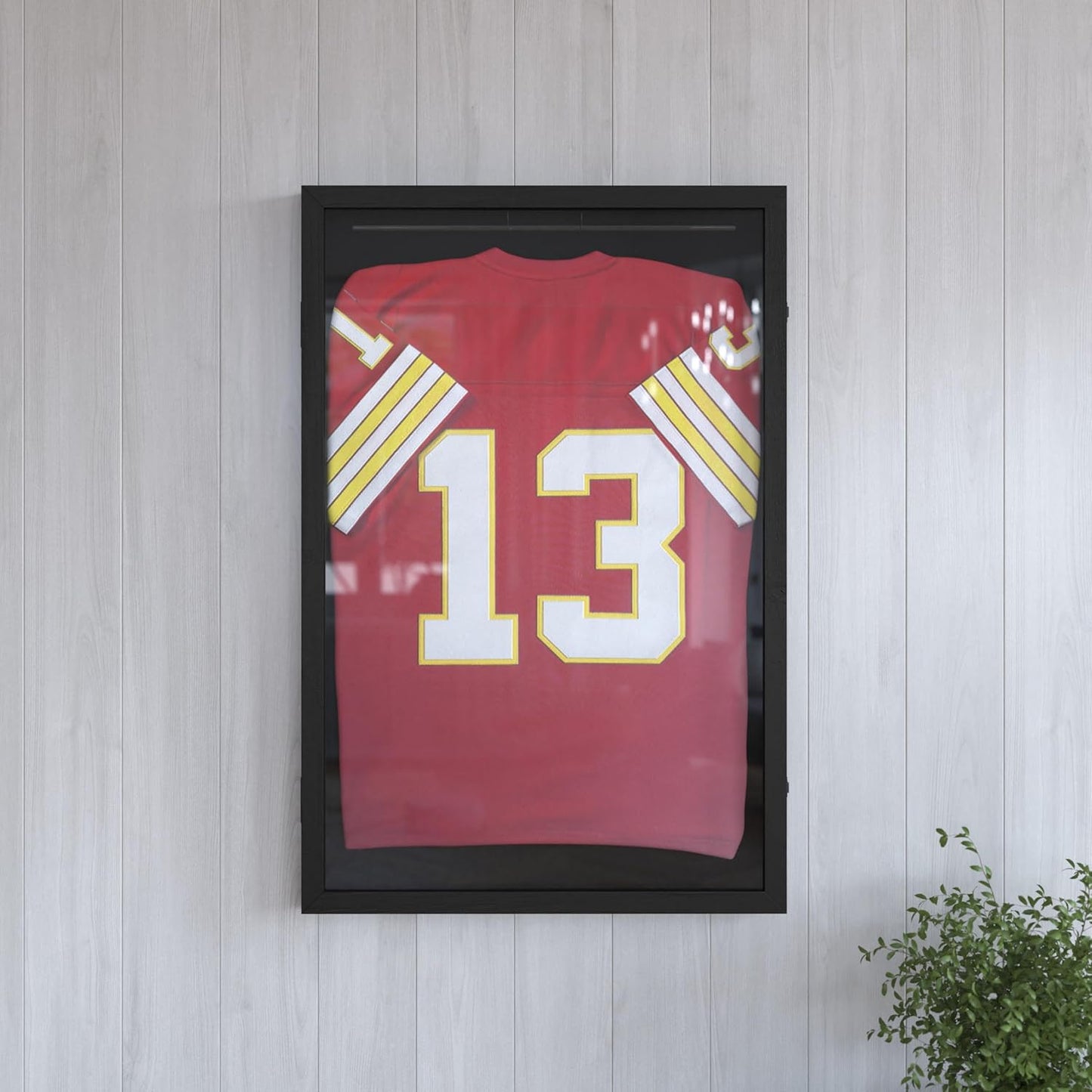 HBCY Creations Matte Black Jersey Frame Display Case - 24x36 Premium Shadow Box with Anti-Theft Lock, Acrylic Window, Solid Wood Frame, Fits, Includes Hanger and Hanging Hardware