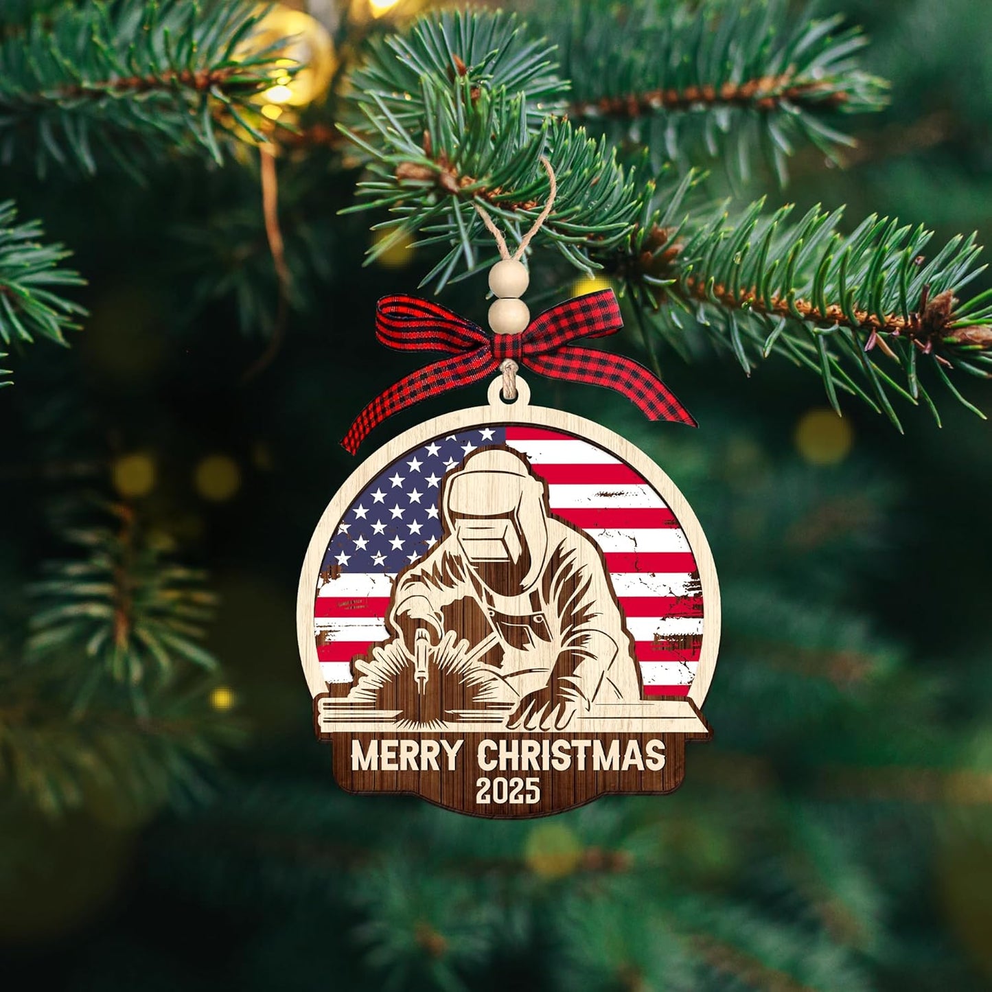 HEXMOZ Welder Ornament for Christmas Tree - Welding Ornaments - Welder Gifts, Welding Gifts for Men, Women - Merry Christmas Wood Ornament 2025 Decoration