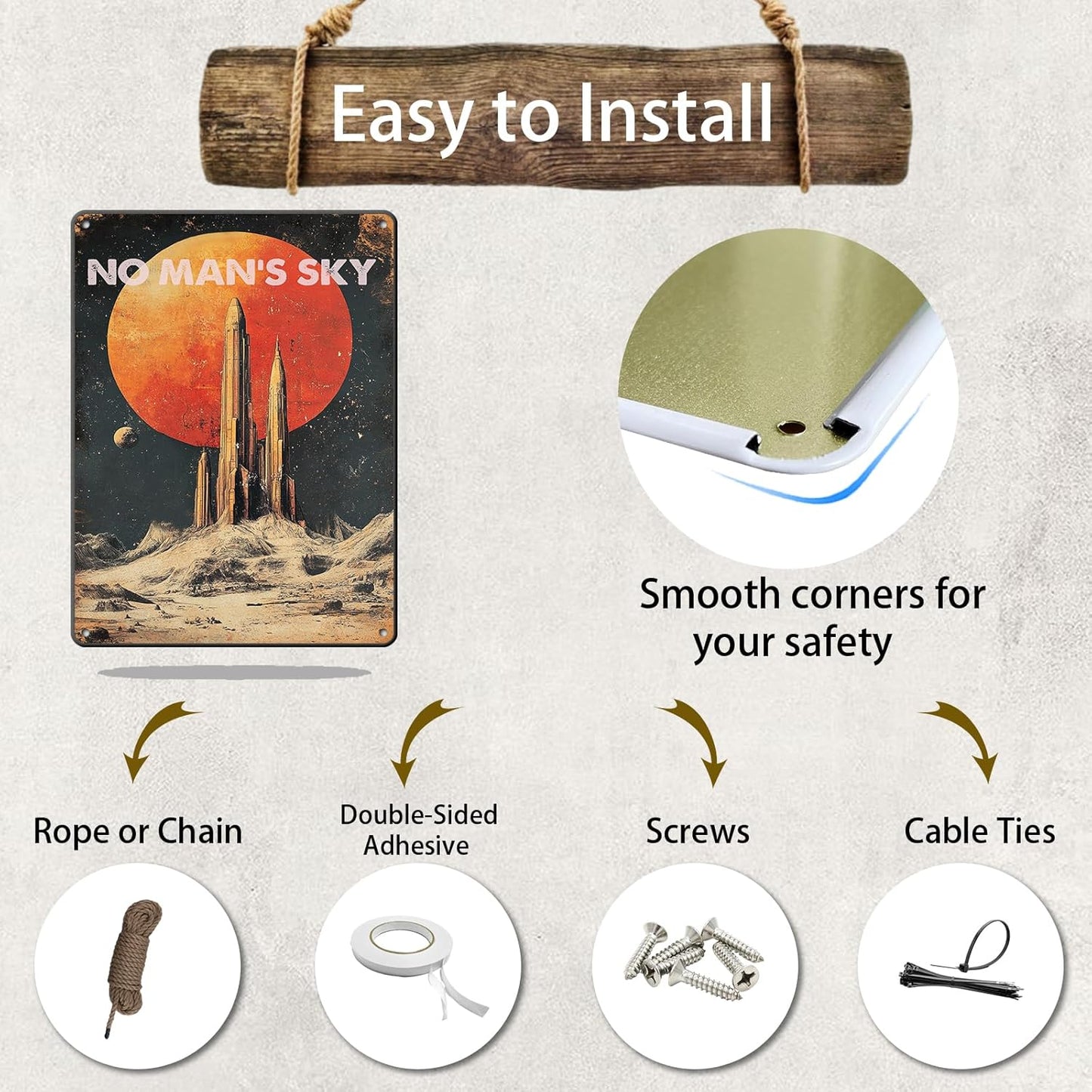 Vintage Wall Decor Metal Tin Plaque No Mans Sky Decoration Public Sign Poster Iron Painting Wall Decor Poster Wall Art Nostalgic Tin Sign for Home Cofe Kitchen Pub Bar 12x16 Inch