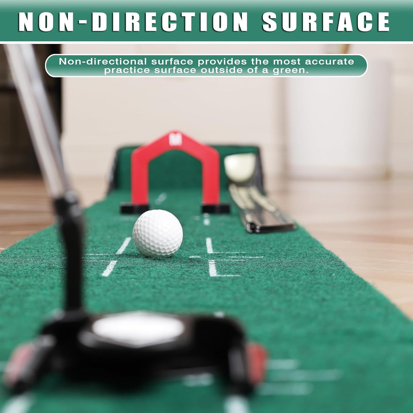 CHAMPKEY Golf Putting Green Indoor - Advanced Guides Golf Putting Mat - Enhance Putting Accuracy and Challenge