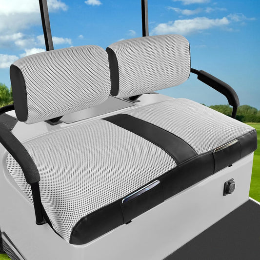 MOSNAI Golf Cart Seat Cover for Yamaha G22 G19 G16 G9 G2, Golf Cart Front Seat Cover Fit OEM Ordinary Seat Cushion, Breathable Comfortable Polyester Mesh Cloth and Leather Combination Appearance
