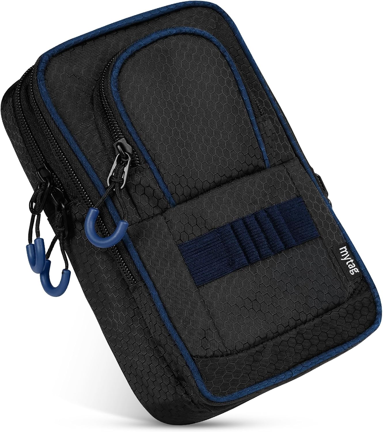 mytag Golf Ball Bag Pouch | Store 12-15 Balls, Golf Valuables Pouch Portable Outfit Organizer Bag Organizer Case Multipocket (Blue/Black)