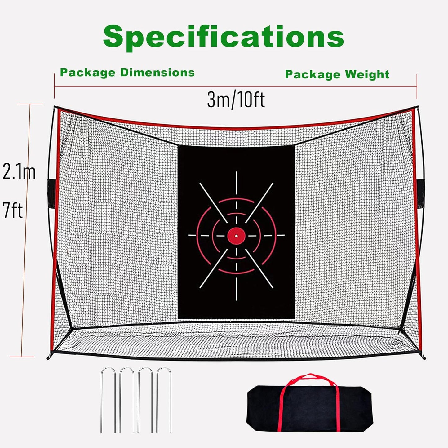 Thicker Heavy Duty Golf Practice Net for Backyard (10x7ft) – Hitting and Chipping Net with Target Cloth, Indoor Outdoor Golf Netting for Garage, Real Ball Training Aid