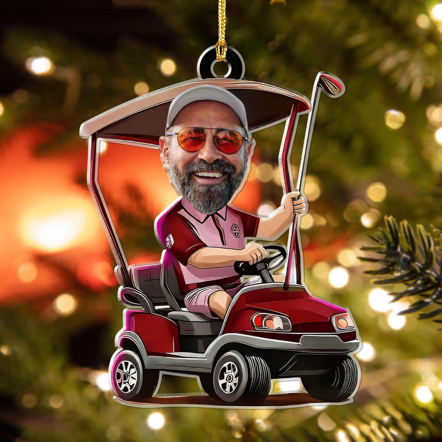 Custom Photo Golf Ornament 2025, Personalized Picture Golfer Ornament, Customize Acrylic Ornaments for Christmas Tree, Gifts for Golf Lover