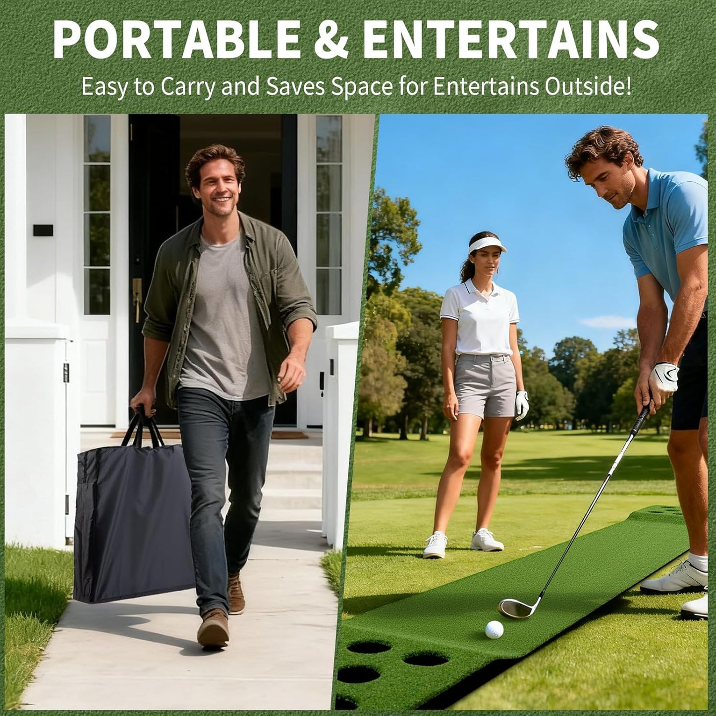 Wekin Indoor Putting Green Mat with 2 Putters, 2 Balls,12 Hole Covers, Golf Training Mat for Party Game, Great Gifts for Men