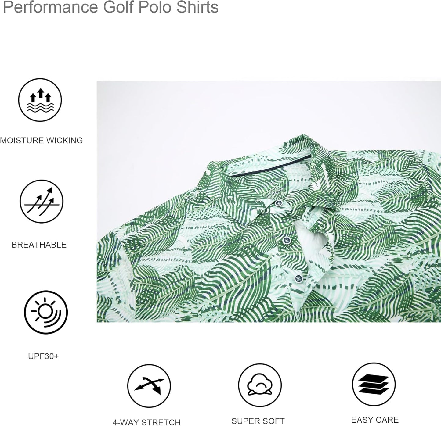 Alex Vando Mens Hawaiian Golf Shirt Moisture Wicking Digital Print Golf Shirts for Men
