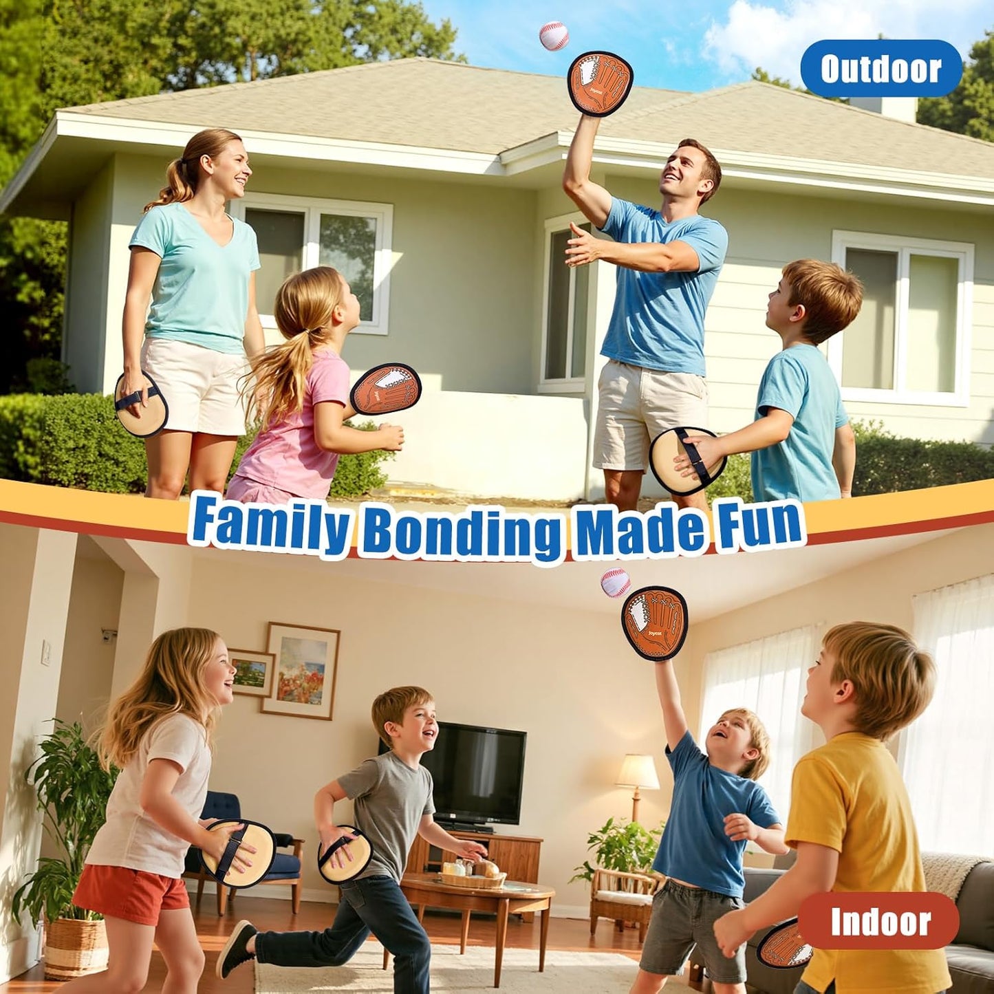 JoyCat Toss and Catch Ball Game Set,Toddler Baseball Glove,Beach Pool Yard Camping Games,Kids Sports & Outdoor Play Toys for Family,Outside Toys for 3 4 5 6 7 8 9 10+Year Old Boys Girls Birthday Gifts