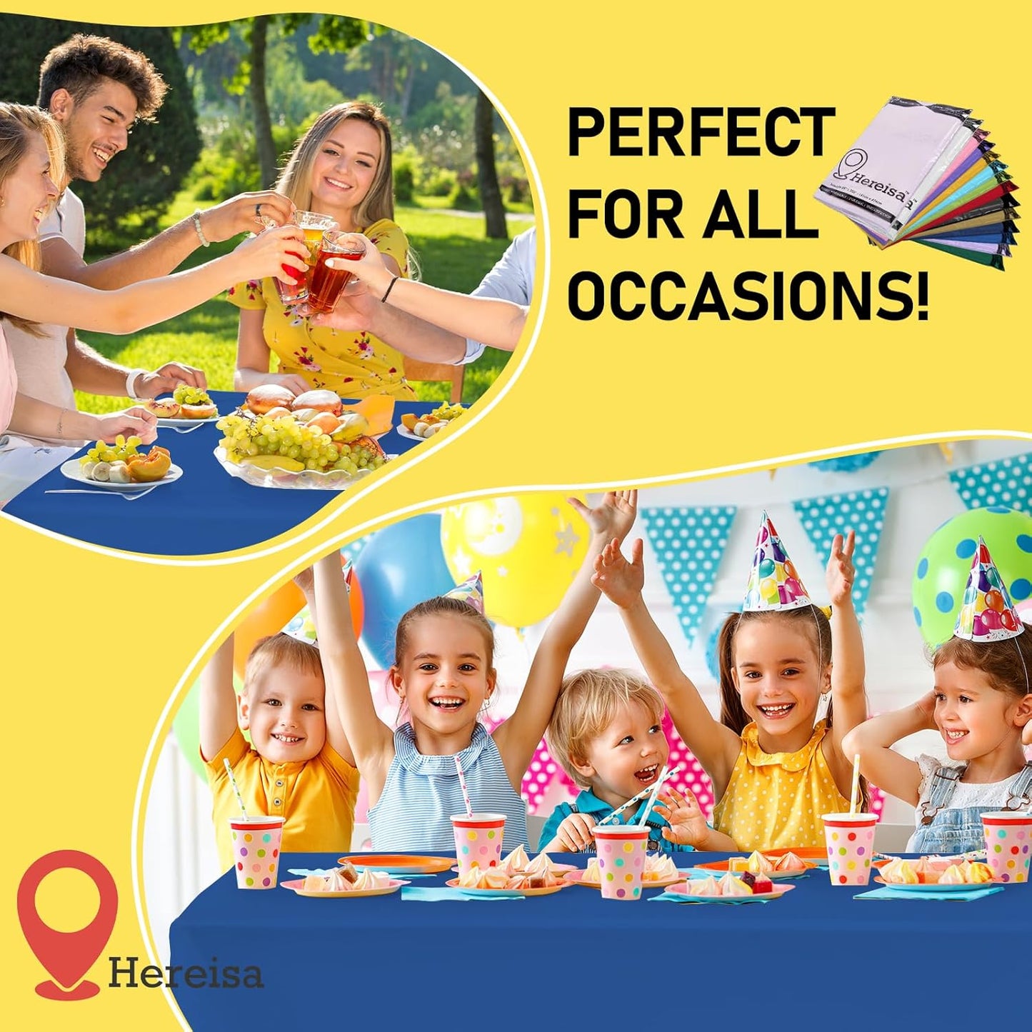 Plastic Royal Blue Tablecloths 3 Pack Disposable Table Covers 54" x 108" Dark Blue Table Cloths PEVA Party Tablecovers for Parties Picnic Birthday Wedding Banquet