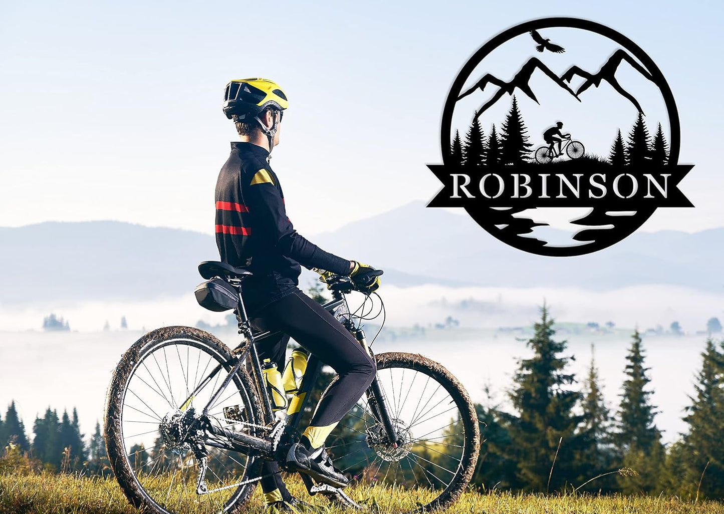 Personalized Mountain Biking Metal Sign, Custom Metal Bike Wall Art, Mountain Bike Gift, Custom Sign for Cabin, Lake House, Vacation Home