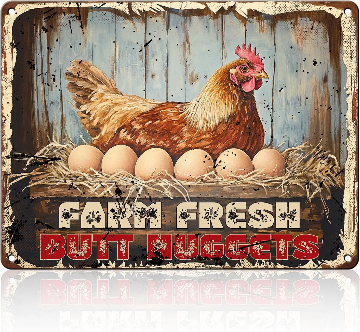Chicken Coop Signs Funny Metal Signs Chicken Decor Farm Rooster Yard Decor Vintage Tin Sign Chicken Decorations For Home Farm Fresh Butt Nuggets Sign 12x16 Inch