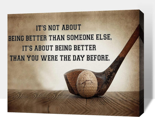 Inspirational Canvas Wall Art, Golf Clubs Wall Art Painting Prints for Living Room Wall Decor, Motivational Quotes Poster Picture for Bedroom Decor, Framed Artwork for Office Home Decor 32x48 Inches