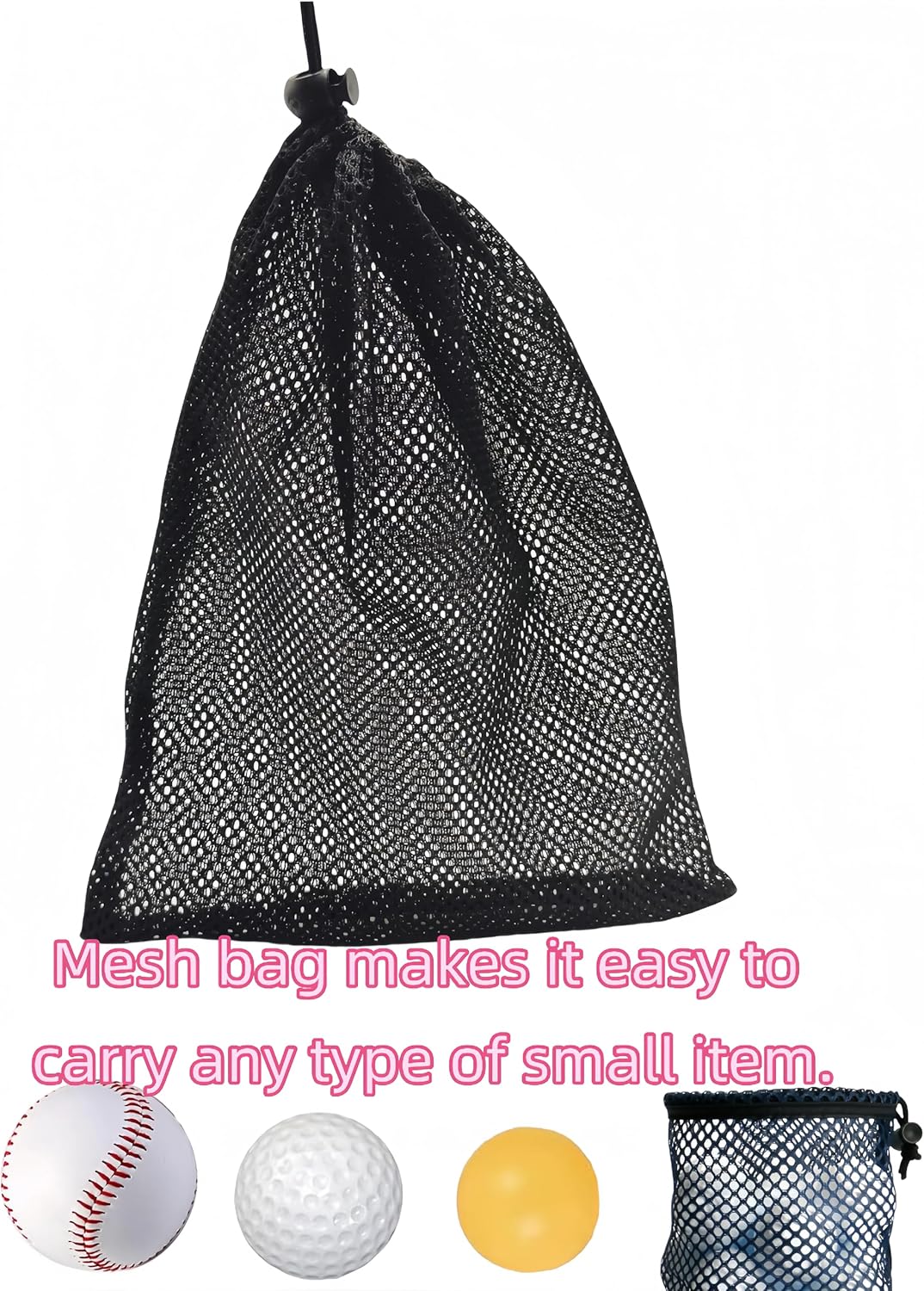 6 Pcs Mesh Bags Drawstring 11.8" x 7.5" Small Golf Ball Mesh Bag, Nylon Sports Net Bag Multipurpose for Golf Stuff Balls, Tennis ball and Travel