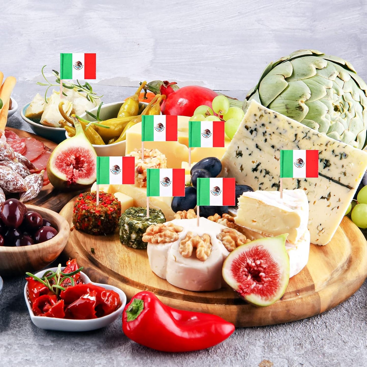 Meanplan 2000 Pcs Mexico Toothpick Flags, Mexican Flag Toothpicks, Cupcake Mexico Toppers, Mini Stick Decorations Food Picks for National Day Party Birthday Cocktail Ice Cream Cake