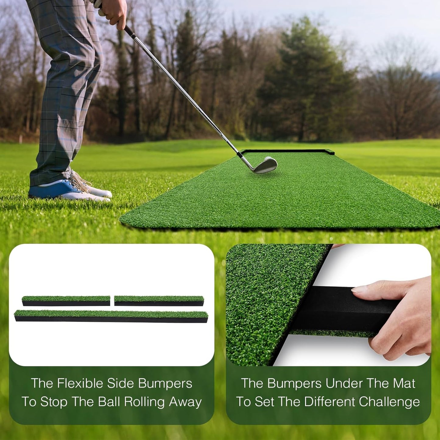 Wekin Golf Putting Green Mat Indoor,3x10ft Thickening Outdoor Portable Golf Game Set Training Turf with Side Border,Movable Cup for Home Backyard Office