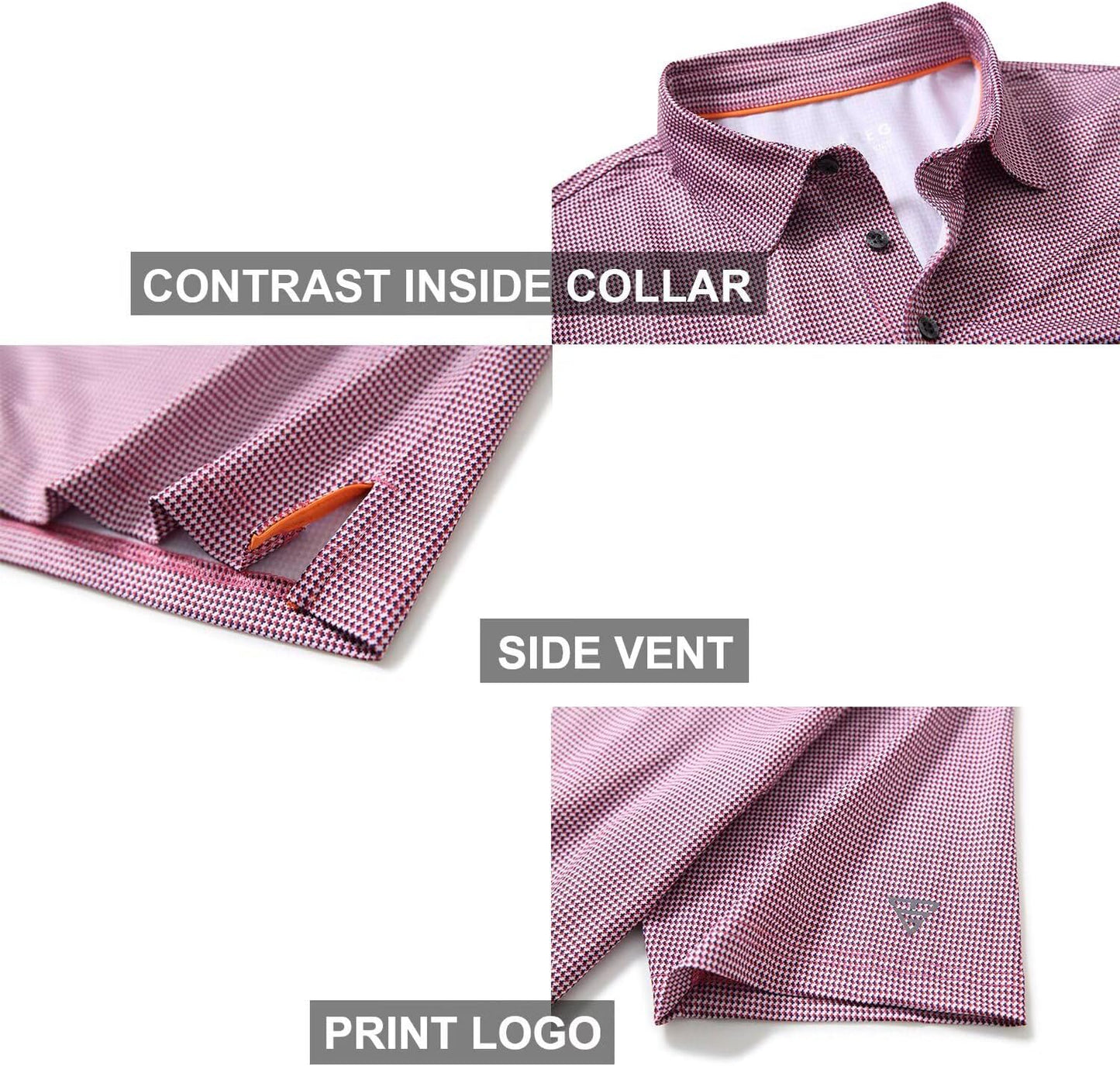 Golf Shirts for Men Dry Fit Short Sleeve Print Performance Moisture Wicking Polo Shirt