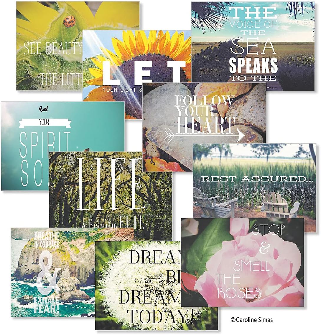 Current Photo Inspirations Thinking of You Friendship Greeting Card Set - Value Pack of 20 Cards With White Envelopes for Friends & Family, 10 Designs, Large 5" x 7" Assortment