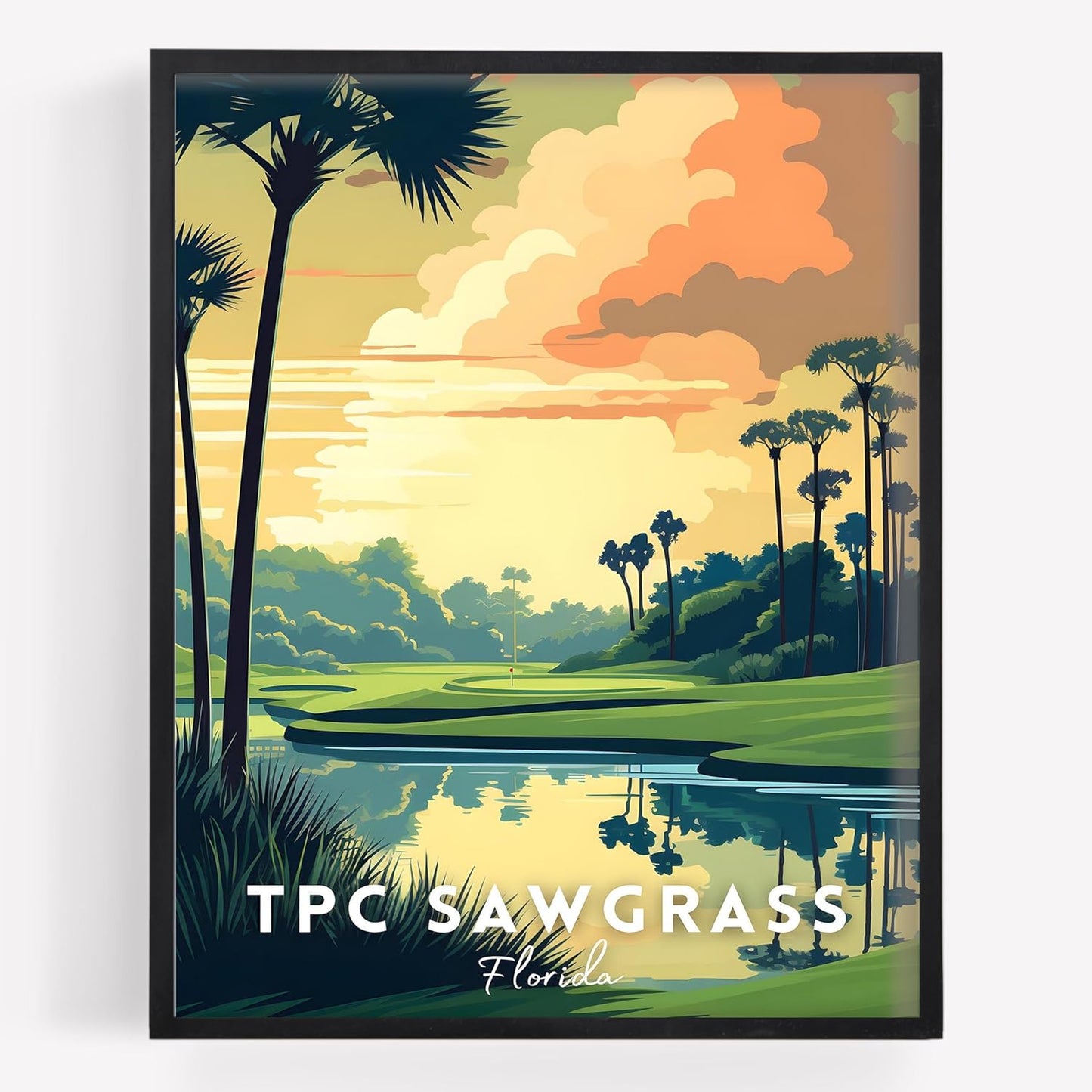 Golf Course Premium Giclee Fine Art Prints - Augusta, Pebble Beach, Pinehurst, Golf Course Posters, Golf Wall Art, Aesthetic Poster for Home Office Decor, Ready to Frame