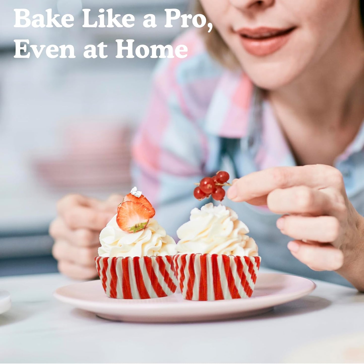 Regency Wraps Greaseproof Professional Grade Baking Cups, Pack of 40, Standard Liners, Red/White Stripe, for Cupcakes, Muffins, Candy, Non Stick