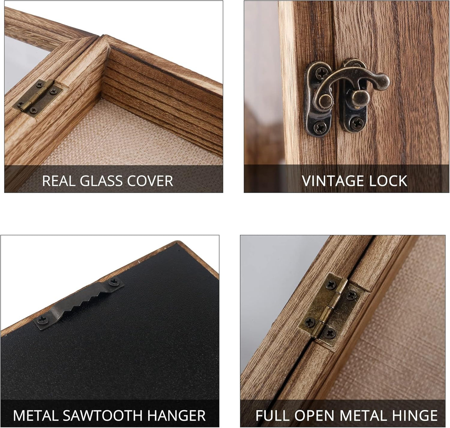 GraduatePro Shadow Box Frame 5x12 Display Case with Linen Back, Real Glass Window Door with Hinge, Picture Frame Wedding Bouquet Memorabilia Medals Photos Memory Box for Keepsakes, Carbonized Black