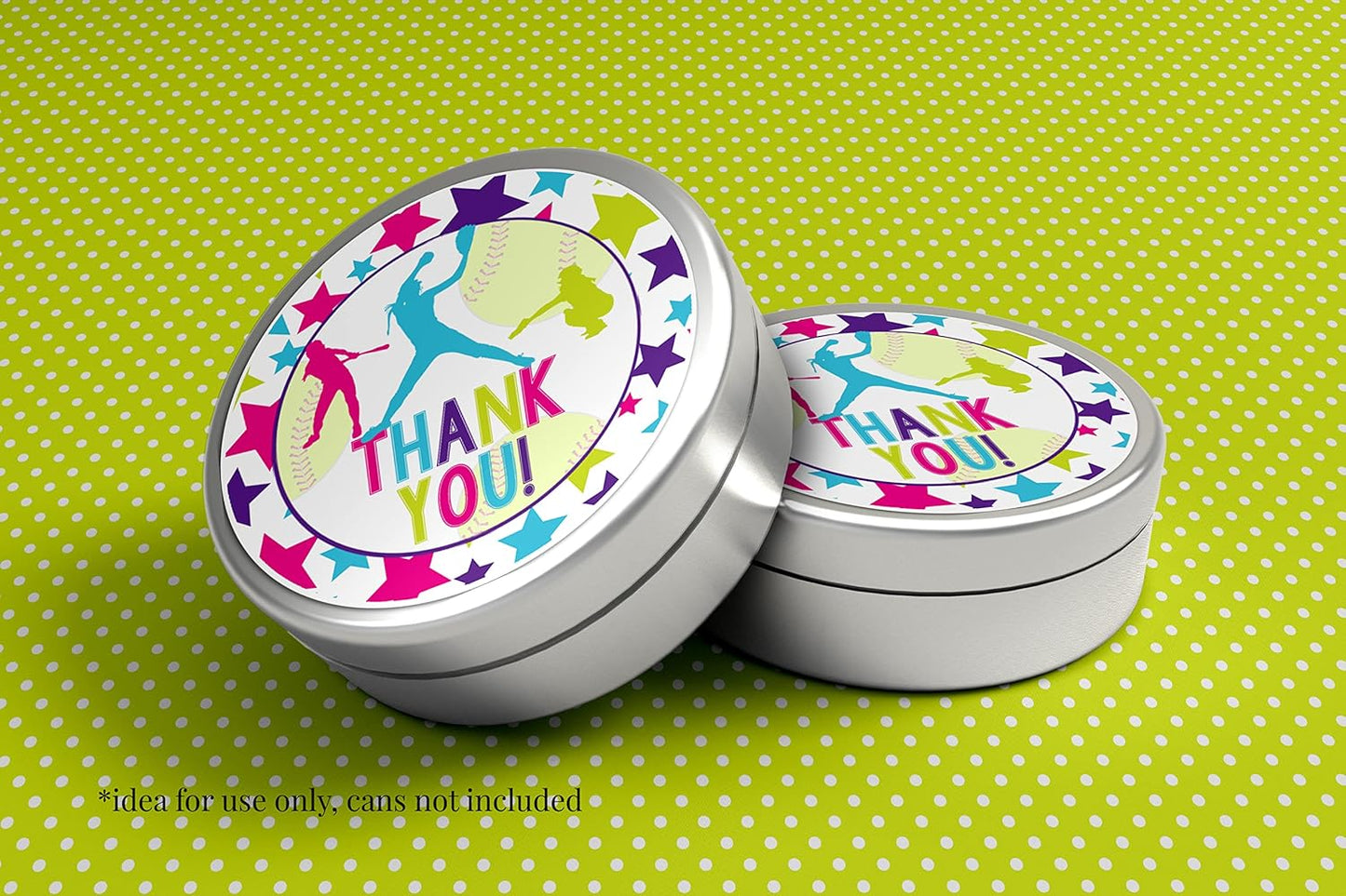 Batter Up Softball Themed Birthday Party Sticker Labels, 40 2" Party Circle Stickers by Amanda Creation, Great for Party Favors, Envelope Seals & Goodie Bags