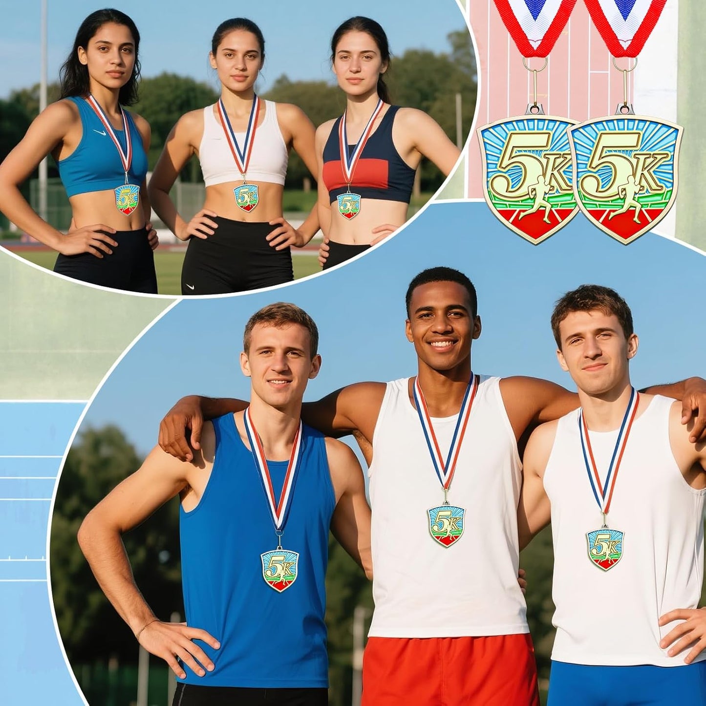 10/20 /30/40 Pcs Award Medals Bulk Sports Medals with Neck Ribbons 2.4 Inch Winner Award Trophy Prize Gift for Sports Themed Party Favors Tournaments School Match