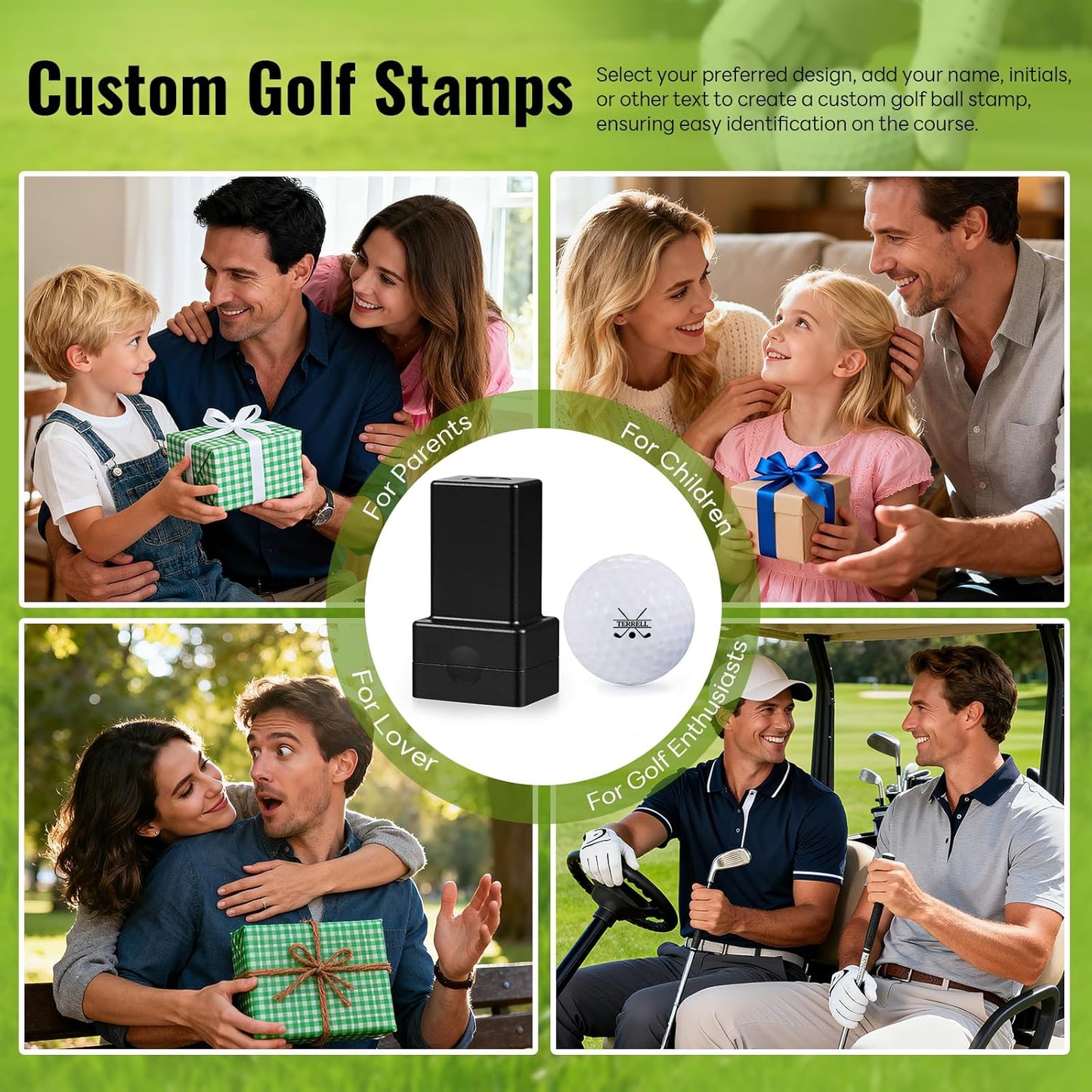 Golf Ball Stamp Personalized, Custom Golf Ball Stamper, Waterproof Golf Ball Stamp Markers, Ideal Retirement Golf Gifts for Dad Husband Grandfather, Golfing Accessories