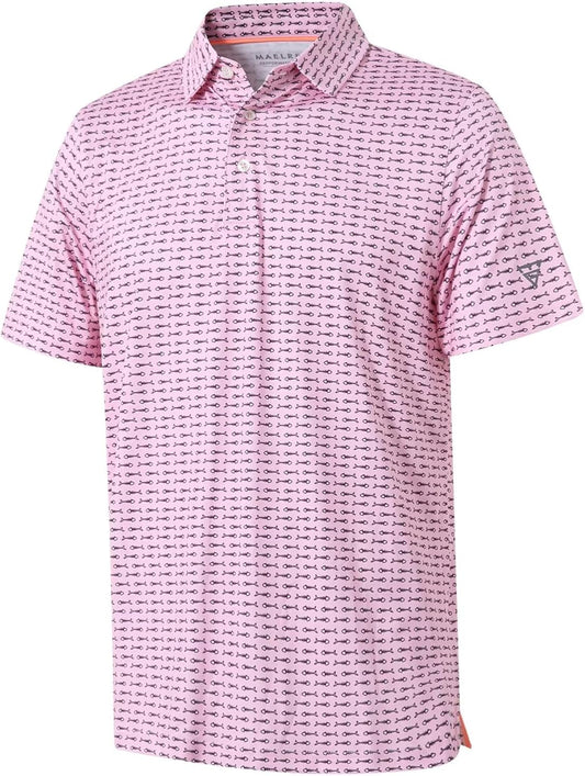 Golf Shirts for Men Dry Fit Short Sleeve Print Performance Moisture Wicking Polo Shirt