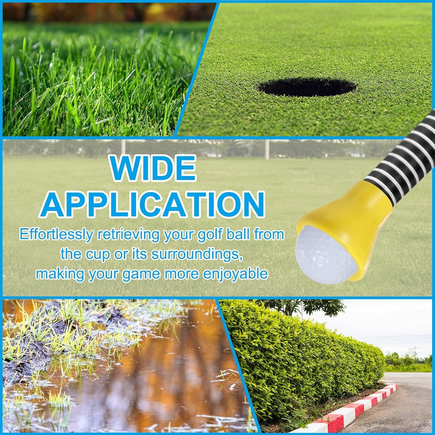 PATIKIL Golf Ball Retriever Grabber, Golf Ball Suction Cup Grabber Rubber Putter Grip Picker Upper Tool for Golfers Putter Swing Handle Accessories