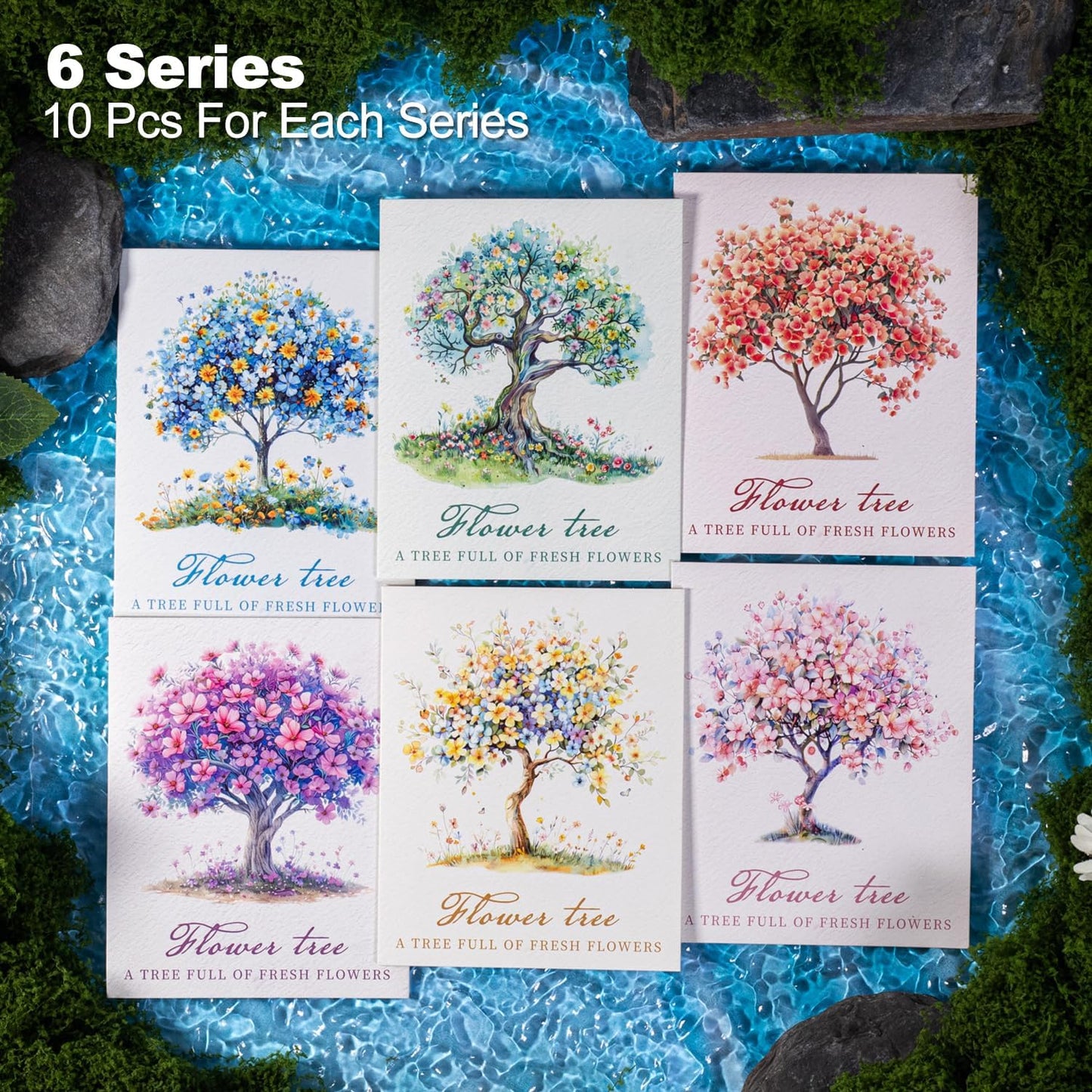Flower Tree Scrapbook Stickers Set, 60PCS Holographic Ephemera for Scrapbooking, Junk Journaling, Crafting, DIY Projects, Diaries, and Art Supplies