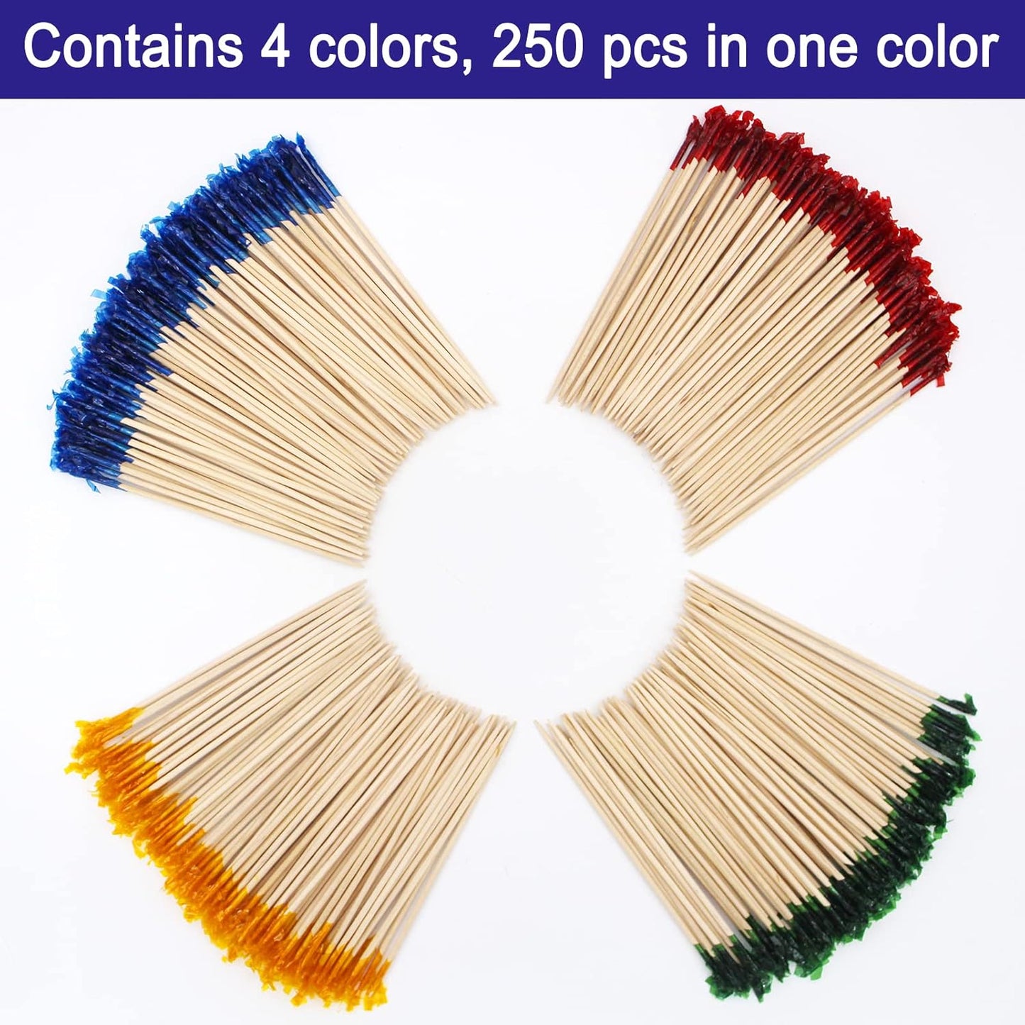 BLUE TOP Wood Frill Picks Frill Toothpicks 4 Inch Pack 1000,Decorative wood toothpicks,Cocktail Party Toothpicks for Fruit,Appetizers,Club Sandwiches,Great to use at Valentine's Day and Parties.
