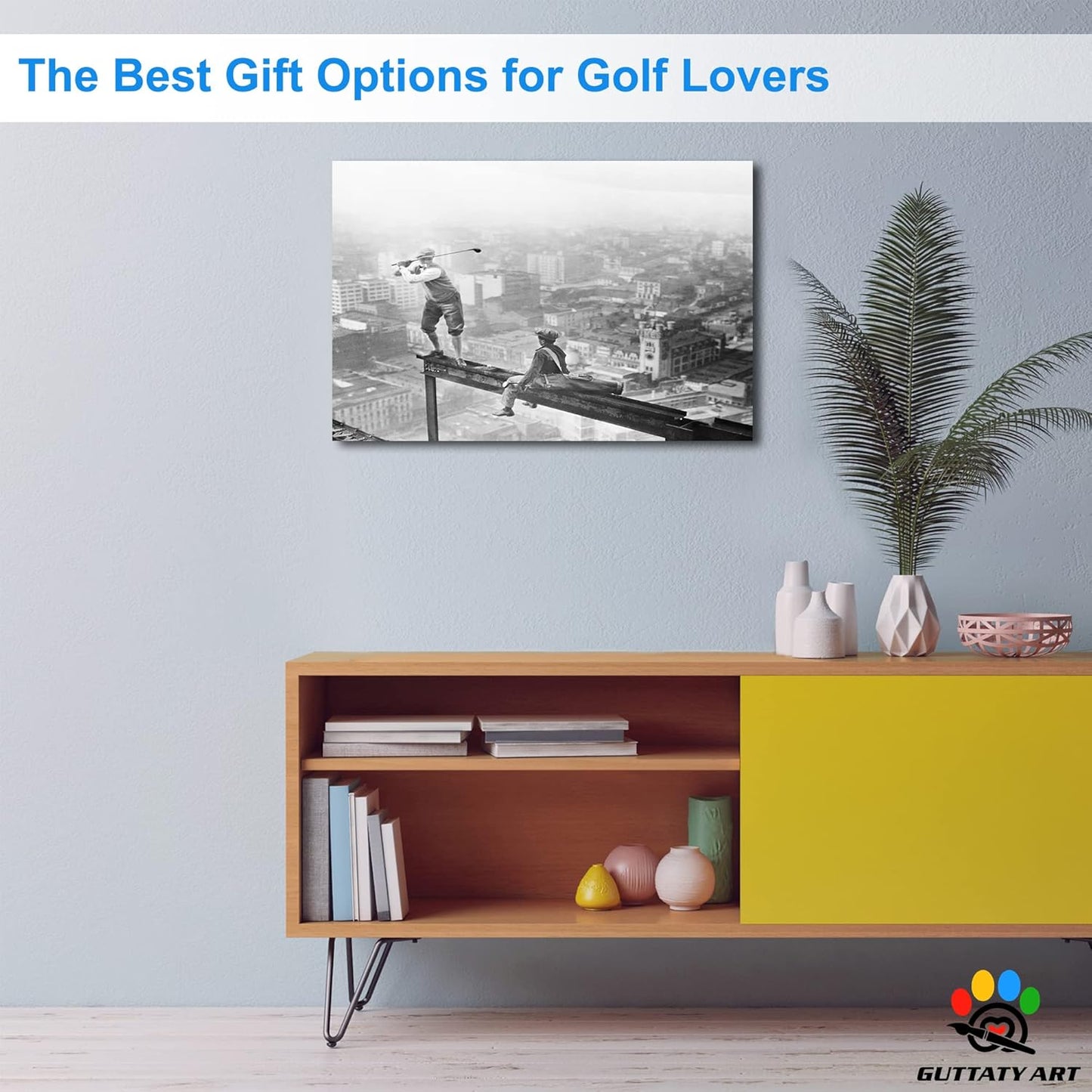 GUTTATY Golf Wall Art, Vintage Golf Pictures Posters Canvas Print Wall Decor for Golfer's Man Cave Home Ofice Ready to Hang (24x36 Inches)