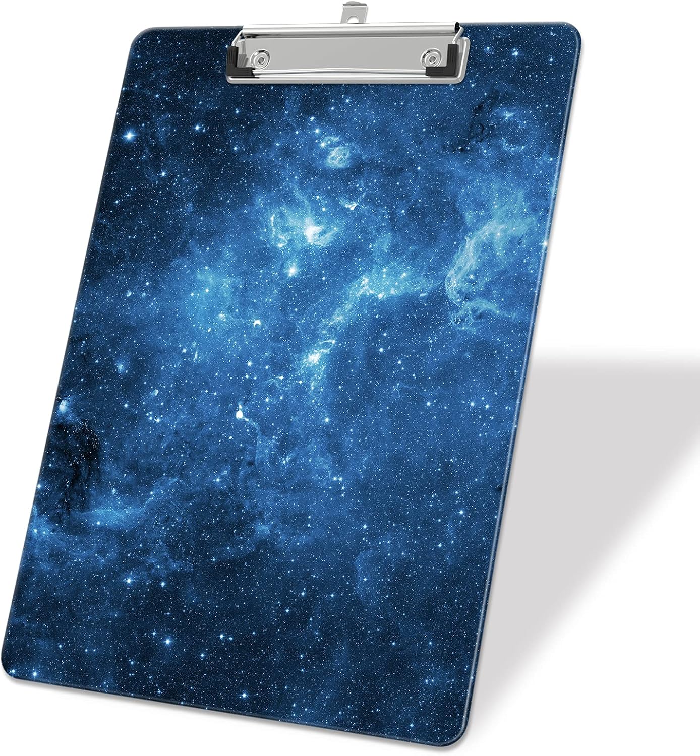 Plastic A4 Clipboards, Cute Clip Board Stardard Letter Size 9 x 12.5 in, Office Decorative for Students Women Men and Kids, Blue Starry Sky
