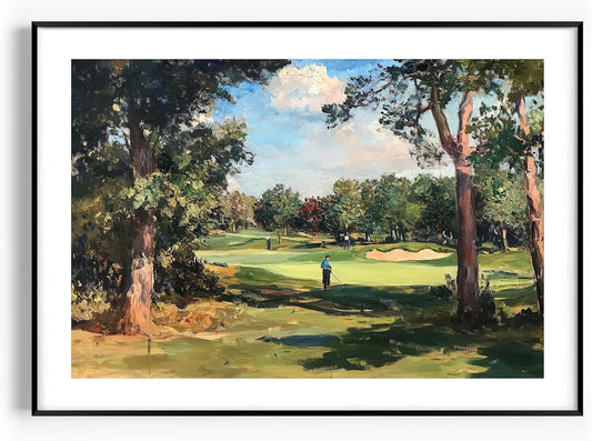 Vintage Golf Course Premium Giclee Fine Art Prints - Antique Style Golf Course Painting Posters, Golf Wall Art, Aesthetic Golfing Poster for Home Office Decor, Ready to Frame